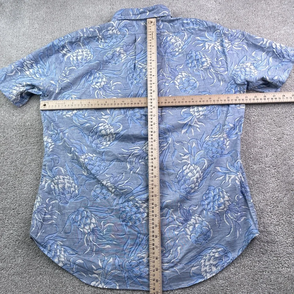 Brooks Brothers Shirt Mens Large Blue Pineapple Reverse Print Regent Button Up